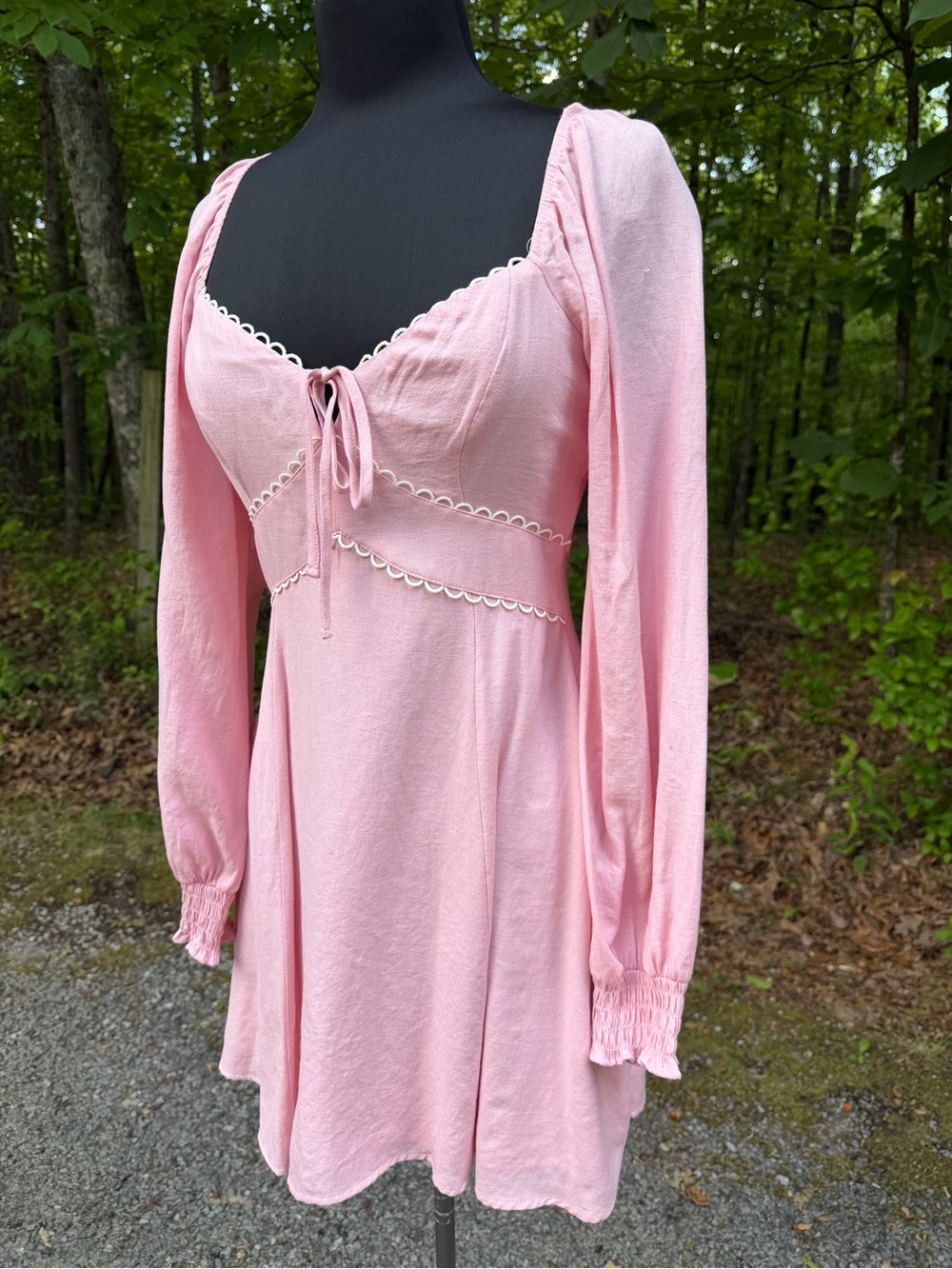 Francesca's Light Pink Smocked Mini Dress